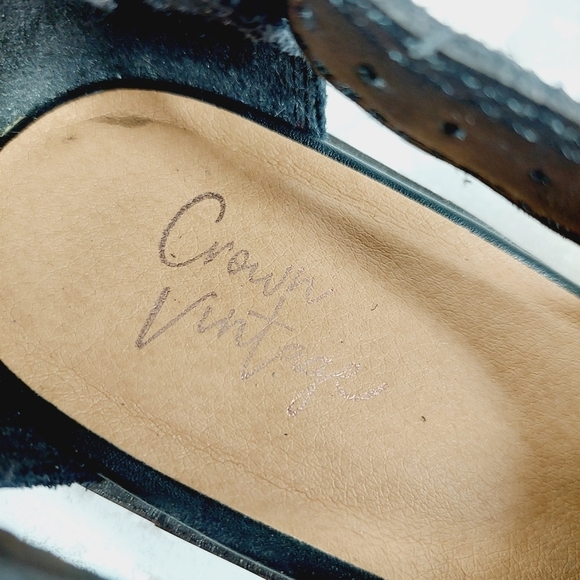 Crown Vintage Women's Black Open Toe Loafer Shoes V328 - Picture 7 of 9